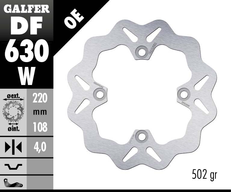 Заден спирачен диск Galfer WAVE FIXED  DISC WAVE FIXED 220x4mm DF630W
