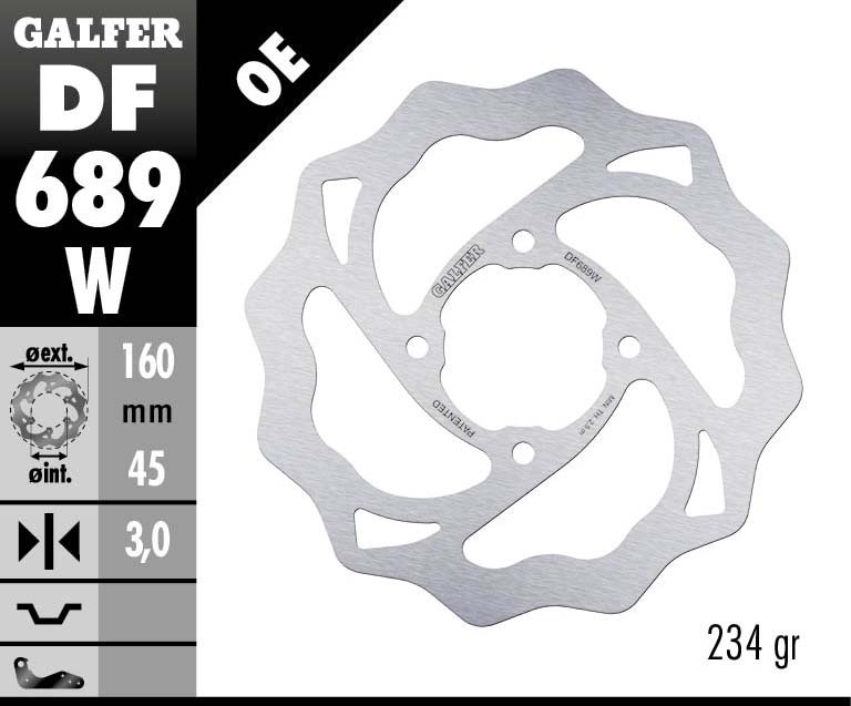 Заден спирачен диск Galfer WAVE FIXED  DISC WAVE FIXED 160x3mm DF689W