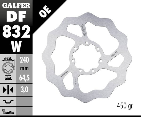 Преден спирачен диск Galfer DISC WAVE FIXED 240x3mm DF832W
