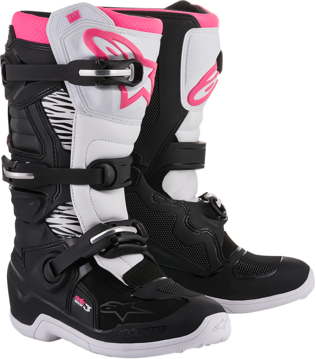 Дамски мотокрос ботуши ALPINESTARS Stella Tech 3 BLACK/WHITE/PINK