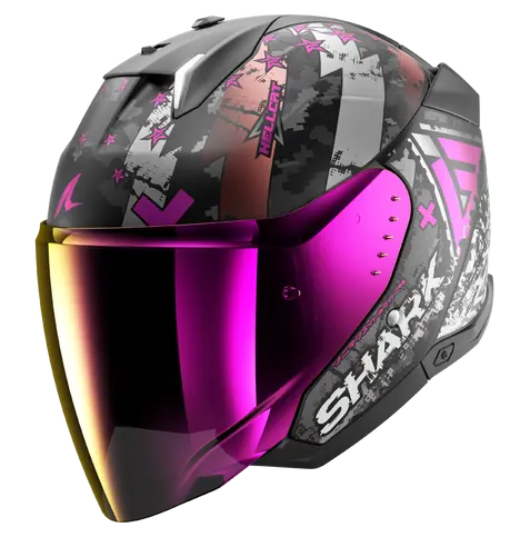 Каска за скутер SHARK SKWAL i3 JET HELLCAT Mat Black/Purple